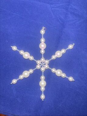 Pearl Bead Snowflake Holiday Ornament - White